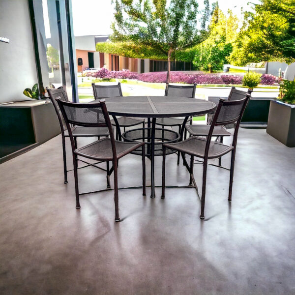 Juego de comedor Hierro - Mesa 140 cms diámetro + 6 sillas