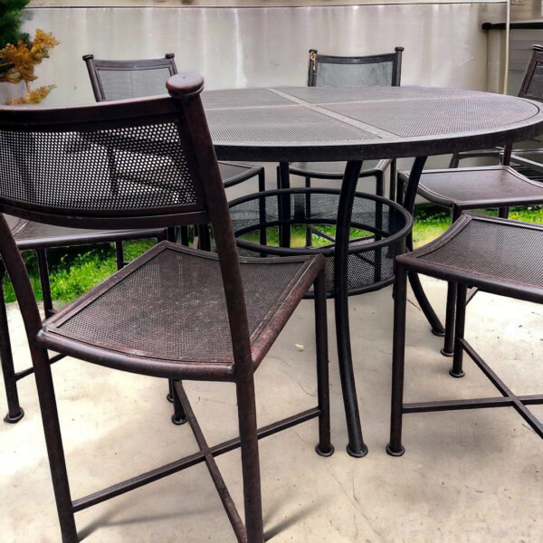 Juego de comedor Hierro - Mesa 140 cms diámetro + 6 sillas
