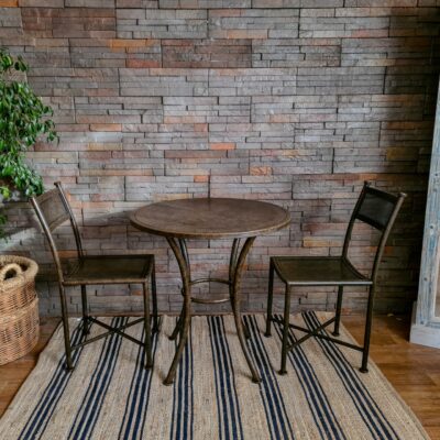 Juego de comedor Terraza - Mesa 80 de diámetro + 2 sillas