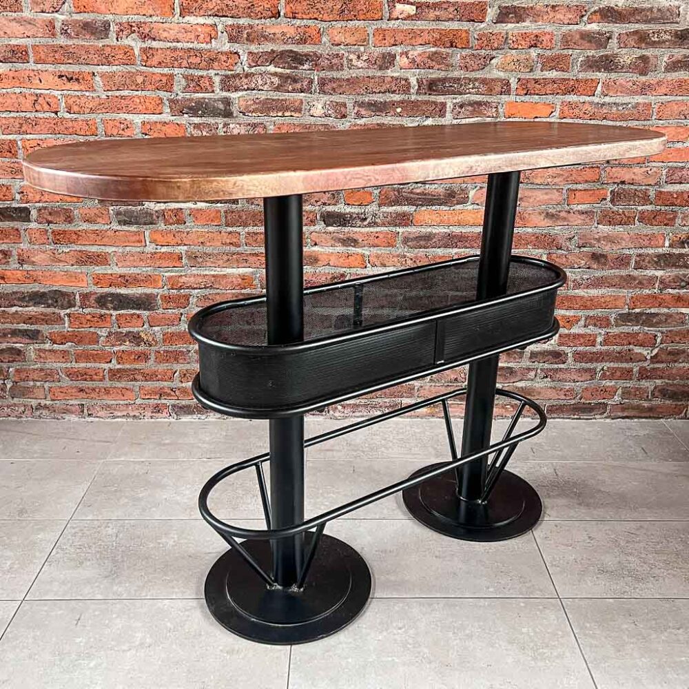 Mesón barra bar madera Acacia color nogal 150x50x95 cms