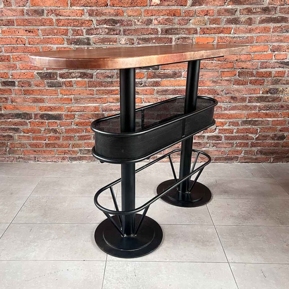 Mesón barra bar madera Acacia color nogal 150x50x95 cms