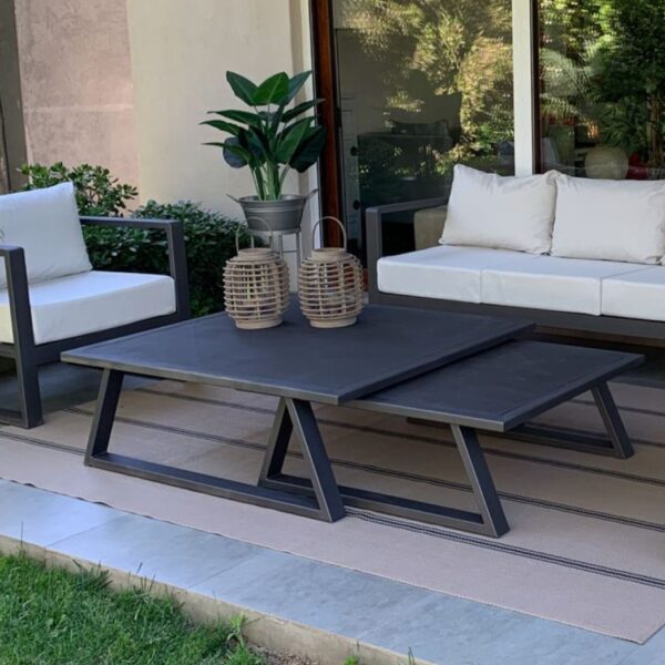 Mesa de centro de fierro para terraza modelo Baru