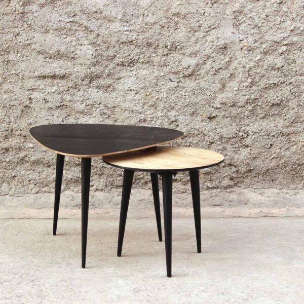 mesa de centro estilo nido de madera maciza