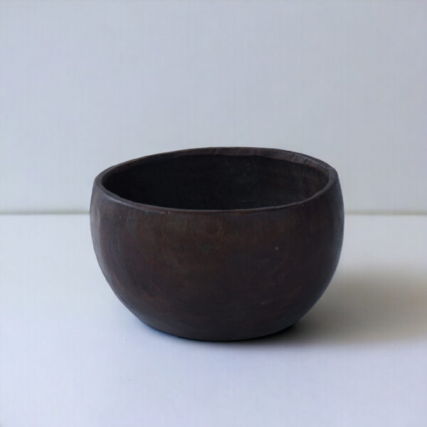 Deco vasija madera redonda 19x19x16