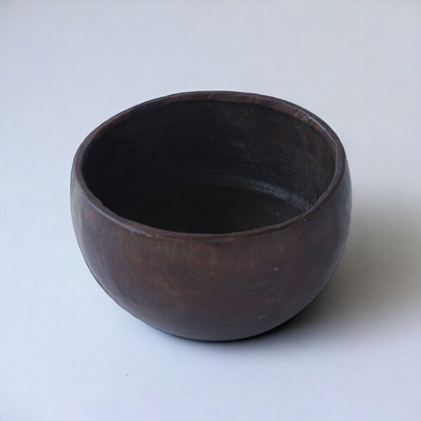 Deco vasija madera redonda 19x19x16