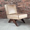 Sillón Barcelona cuero beige 52x80x70