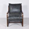 Sillón madera y cuero gris Granada-68x86x75cm