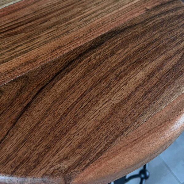Taburete giratorio madera Acacia natural pletina en respaldo