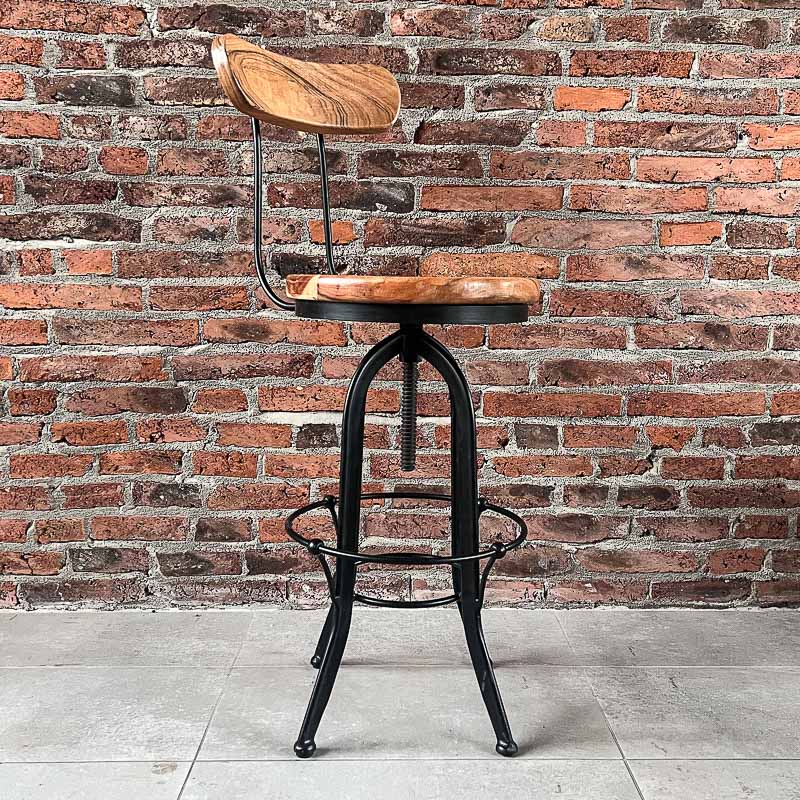 IMG_5276 Taburete giratorio madera Acacia natural barritas en respaldo