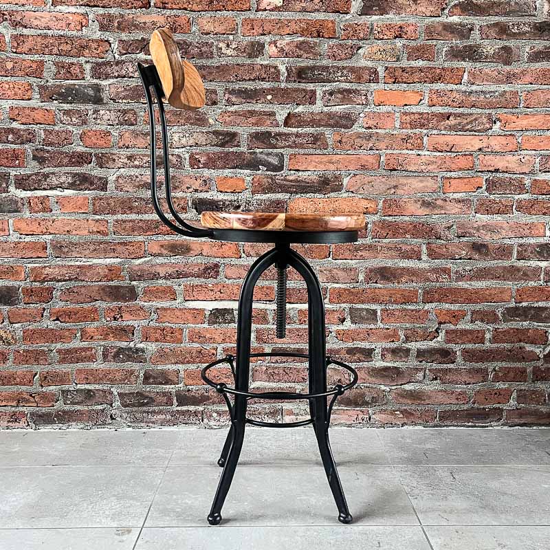 IMG_5277 Taburete giratorio madera Acacia natural barritas en respaldo