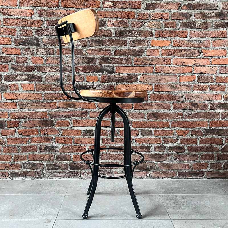 IMG_5278 Taburete giratorio madera Acacia natural barritas en respaldo