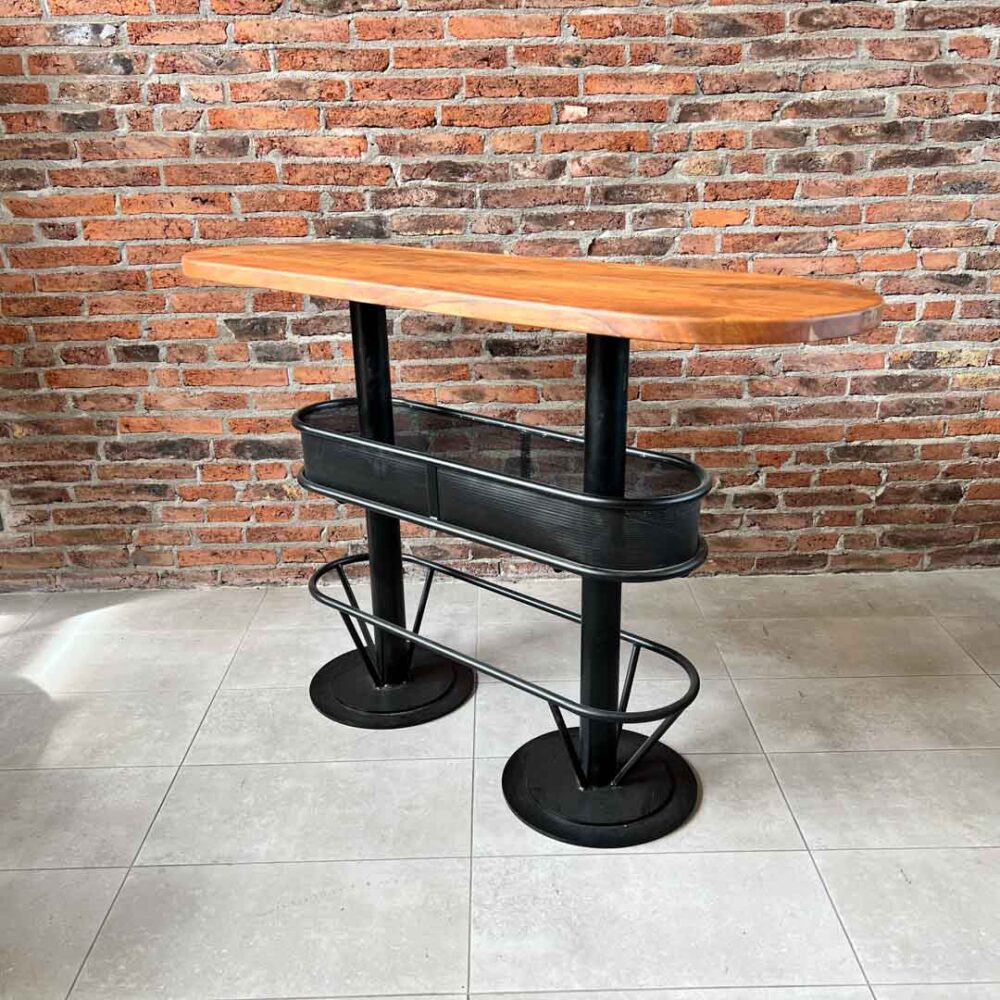 Mesón barra bar madera Acacia color natural 150x50x95 cms