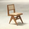 Silla de comedor asiento cuero y respaldo de rattan