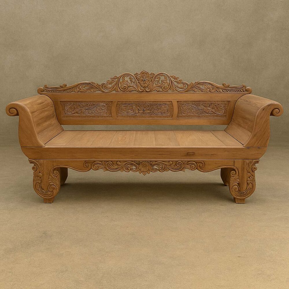 Día de descanso en madera tallada Sofá Trapananda 220x80x45 cm