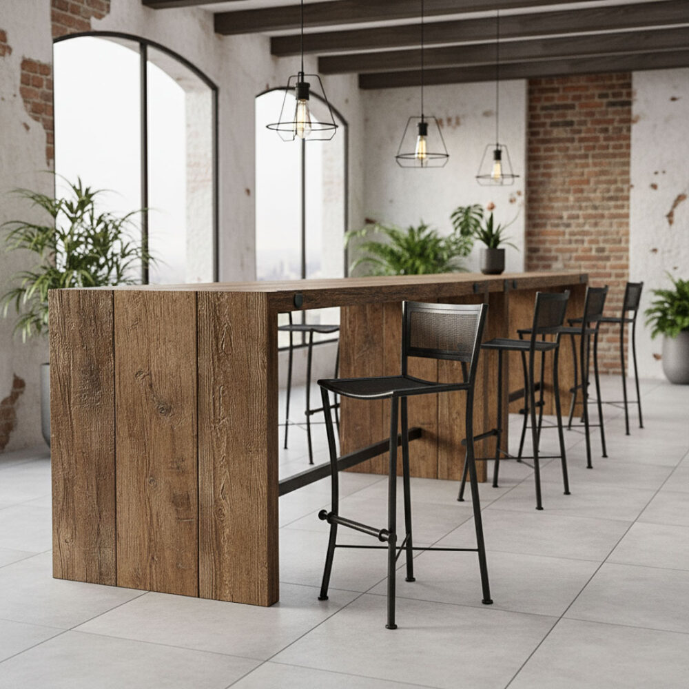 Piso bar metálico Loft 40x35x100 altura