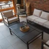 Juego de terraza fierro modelo jeep. Inclye sofá de 3 cuerpos + 2 sillones de 1 cuerpo + mesa de centro de 130 x 80 + cojines y fundas lavables