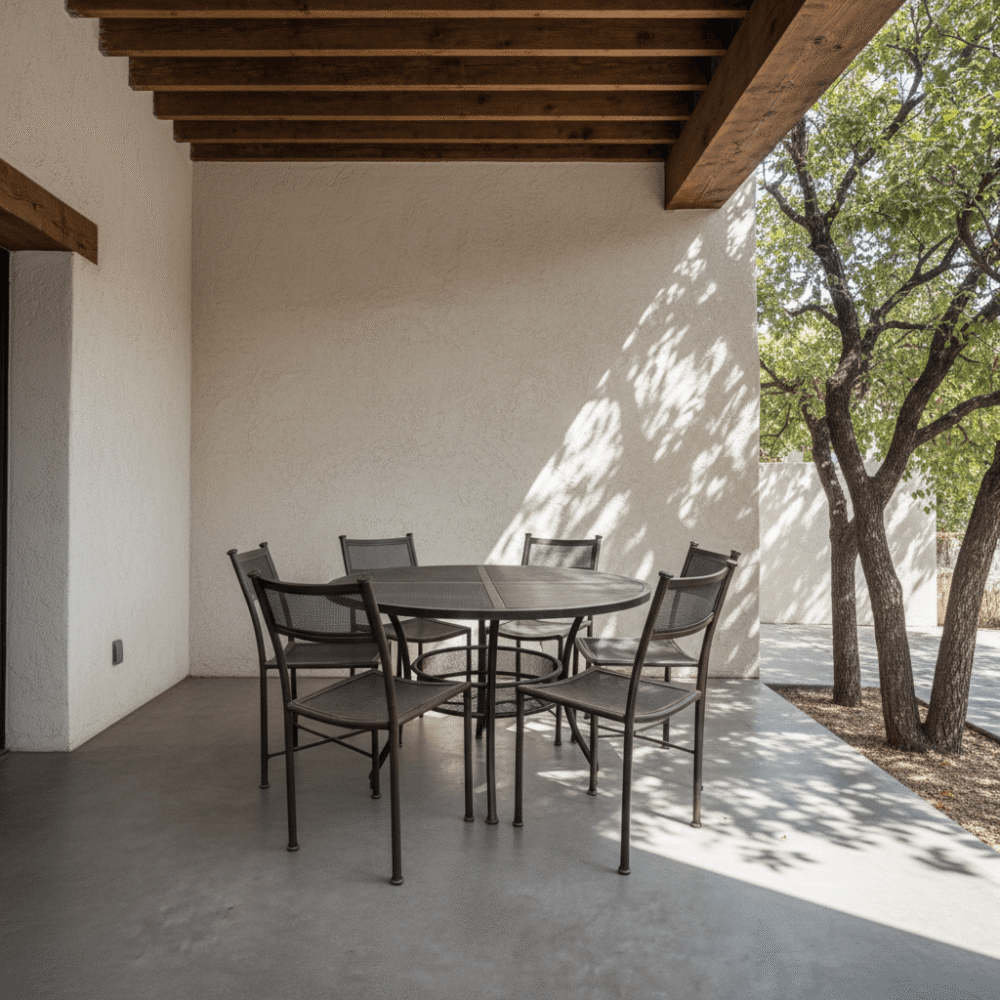 Juego de comedor Hierro - Mesa 140 cms diámetro + 6 sillas