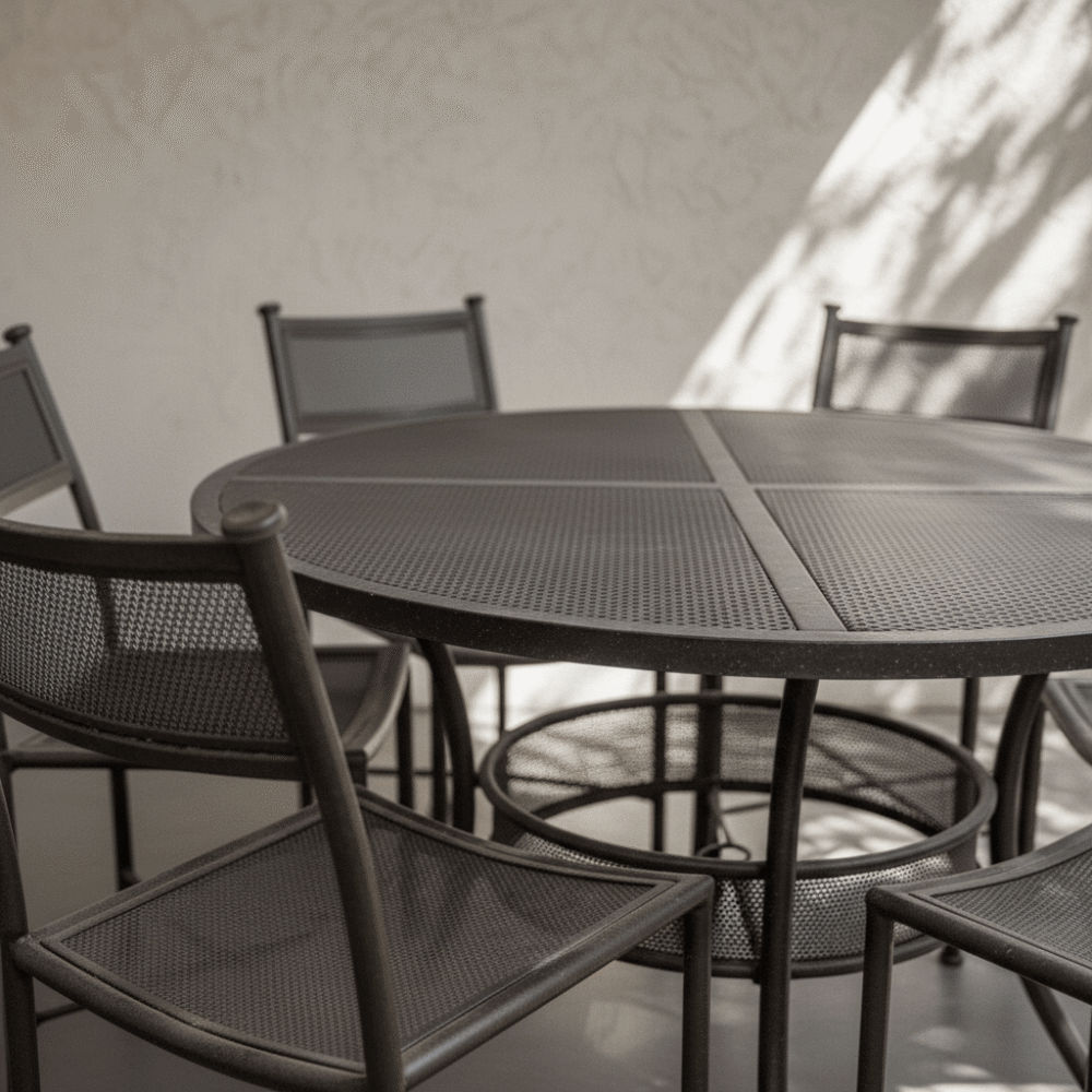 Juego de comedor Hierro - Mesa 140 cms diámetro + 6 sillas