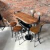 Mesón barra bar color nogal + 6 taburetes pletina nogal