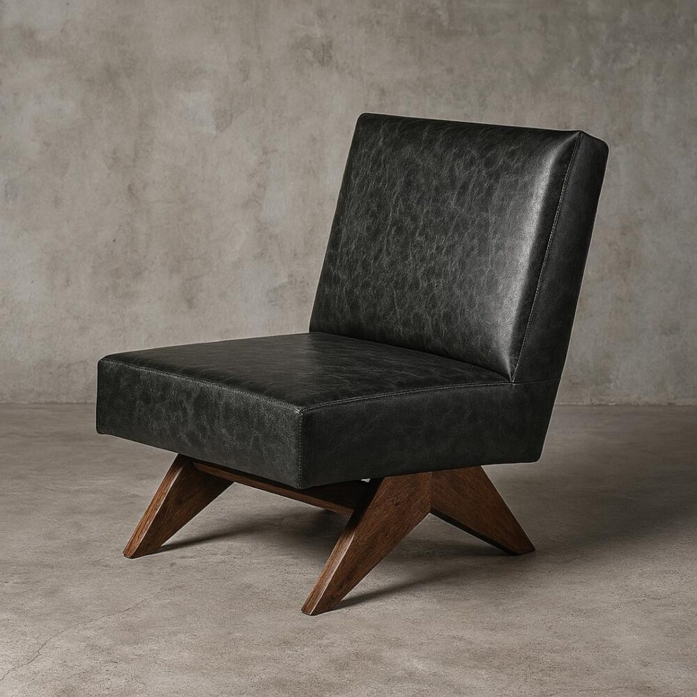 Sillón Barcelona cuero gris CUERO CON DETALLES 52x80x70