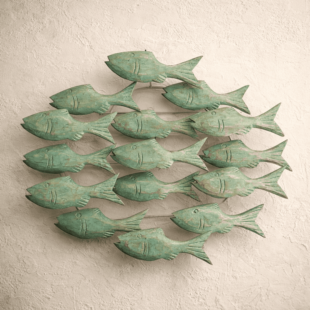 Deco pared peces — verde agua