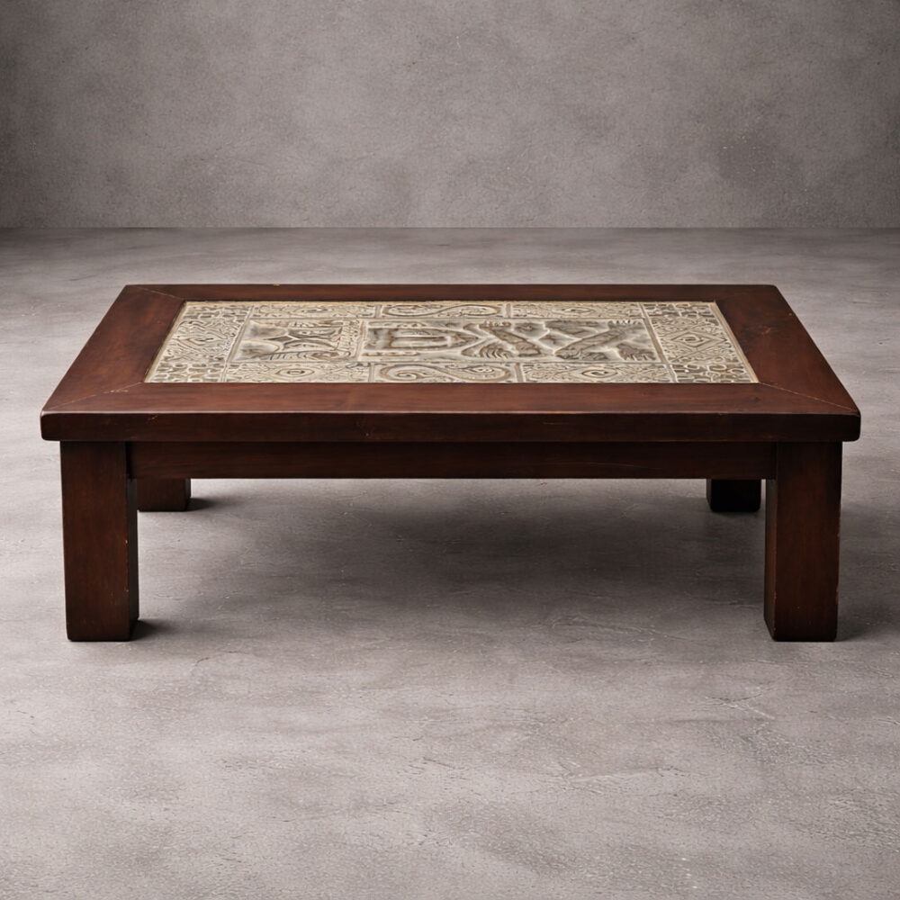 Mesa centro Azteca nogal 102x72x36 cm