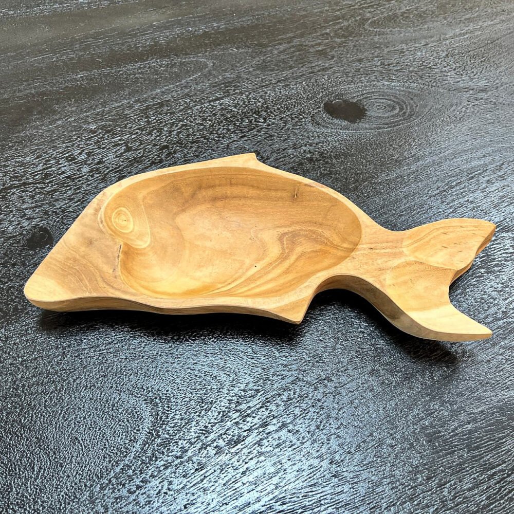 Bowl decorativo madera picoteo pez