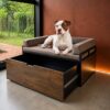 Cama para perros y mascotas Talla L 120x75 madera y fierro con cajón