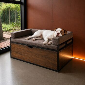 Cama para perros y mascotas Talla L 120x75 madera y fierro con cajón