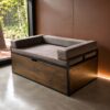 Cama para perros y mascotas Talla L 120x75 madera y fierro con cajón
