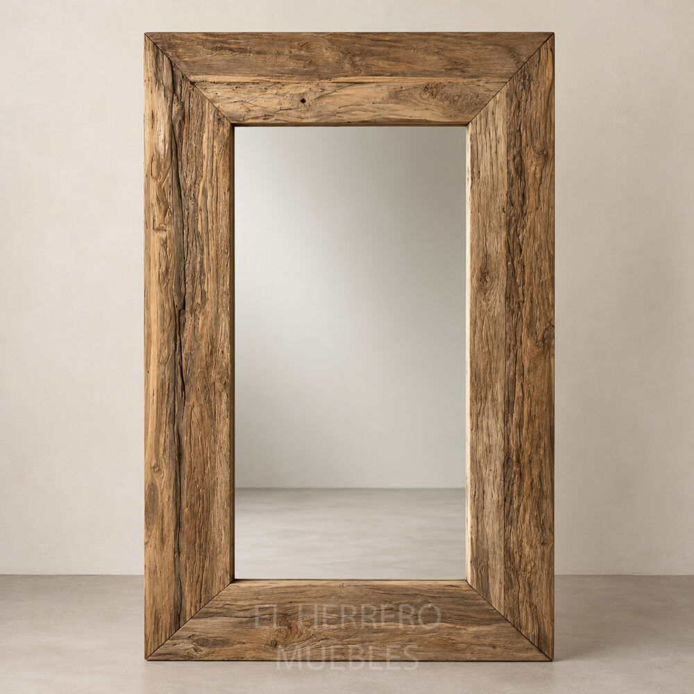 Espejo Nómada rectangular madera teca 100x130x5 cm