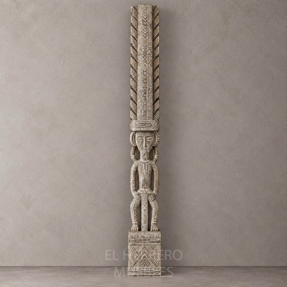 Deco escultura madera teca Solmar prox 250 cm altura