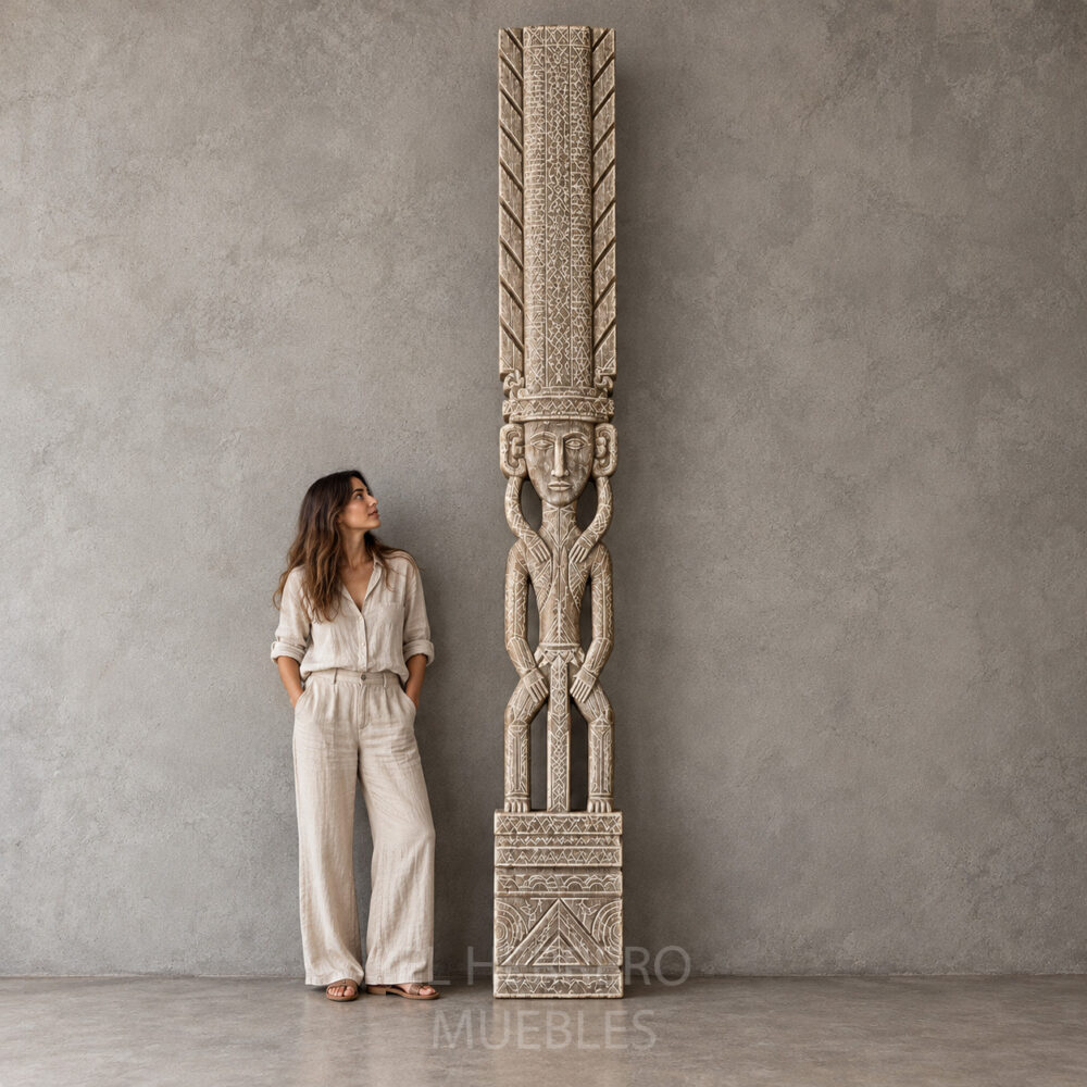 Deco escultura madera teca Bonfil prox 250 cm altura
