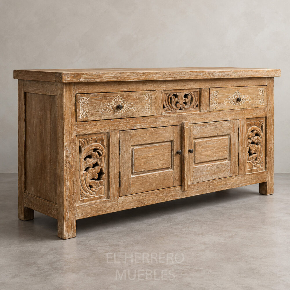 Buffet Ruca madera teca cajones y puertas 160x45x70 cm